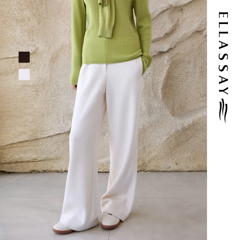 ELLASSAY歌力思2025秋季新款休闲舒适高腰直筒休闲裤EWE363K03000