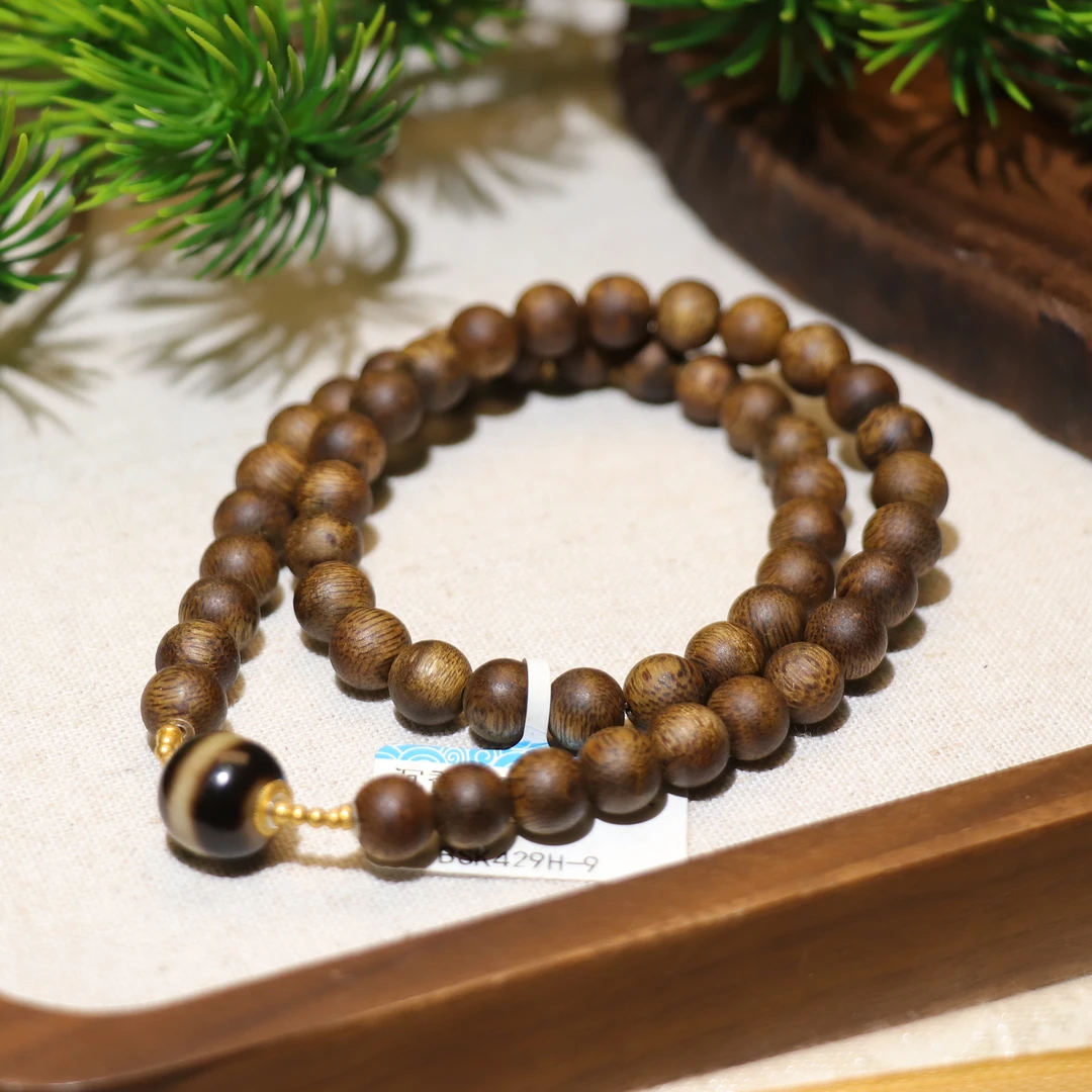 沉香【熊总夫妇】兰花结·天然沉香棋楠高油双圈diy手串