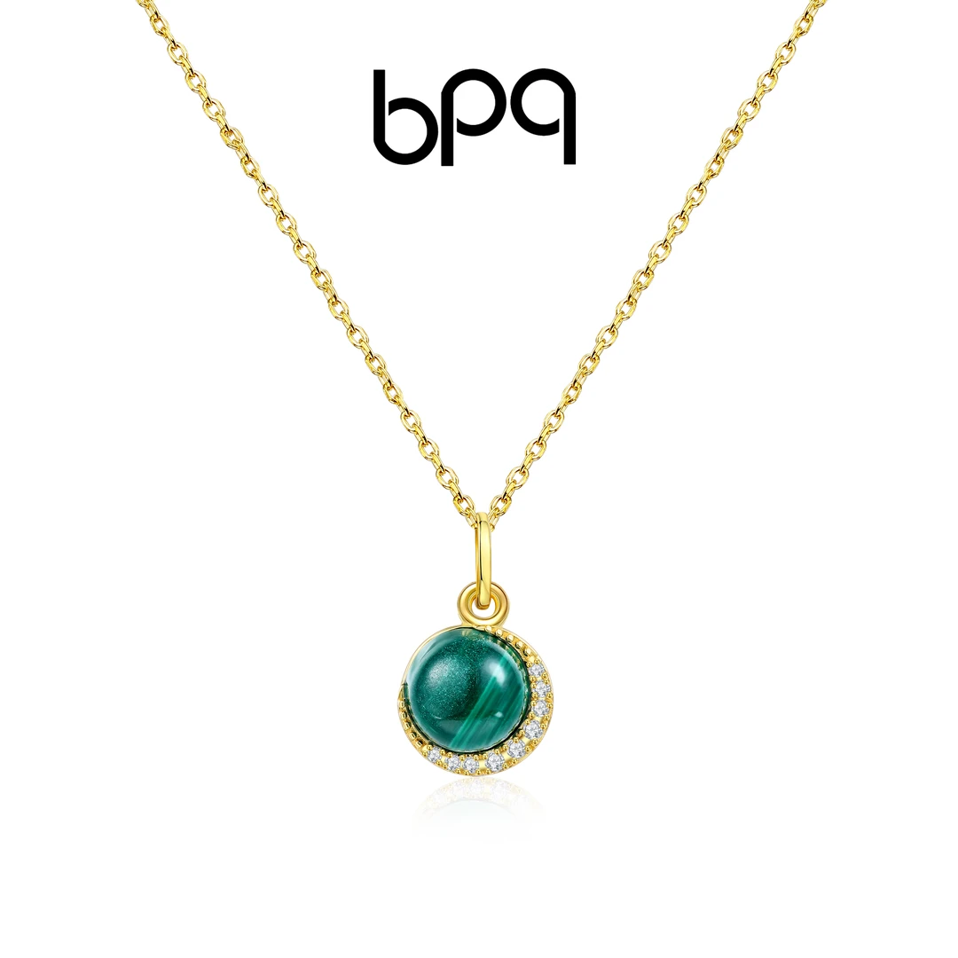 BPQ 坠链均925银 月亮银镀项链轻奢时尚百搭简约气质金色镶嵌设计