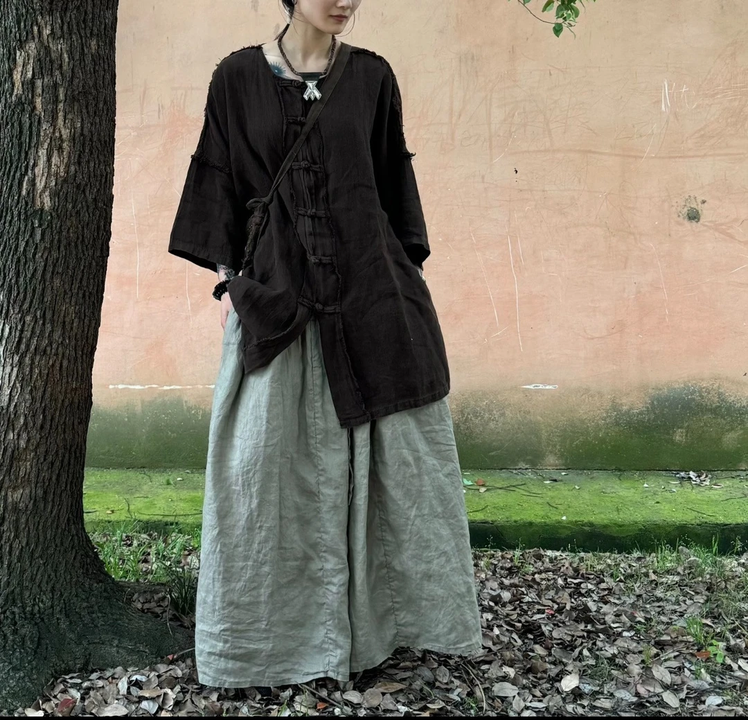 梨子麻料衣服上衣连衣裙