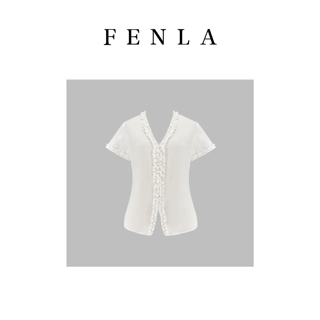 【惠姐私服】木耳边拼接无袖小衫赫本减龄修身百搭上衣 83769-83770