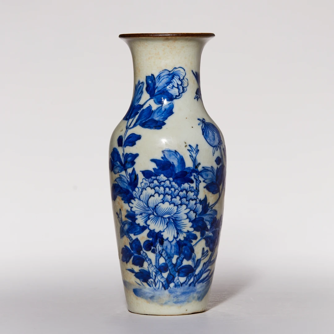 4994清晚期·青花花鸟纹瓶【古董拍卖】