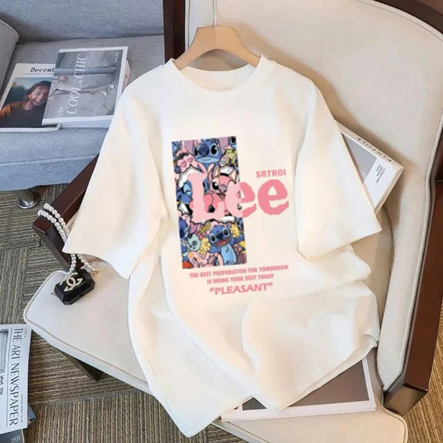 夏季短袖男女休闲透气时尚百搭圆领印花T恤 精灵