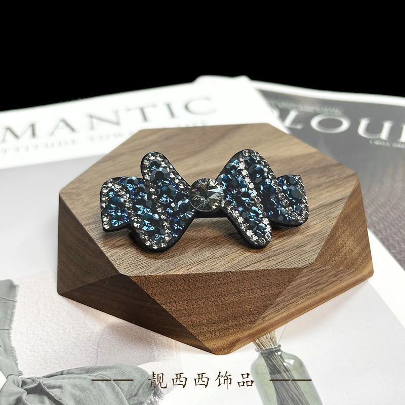 【LXX靓西西】182弹簧夹6.5厘米蓝色轻奢满钻时尚弹簧夹