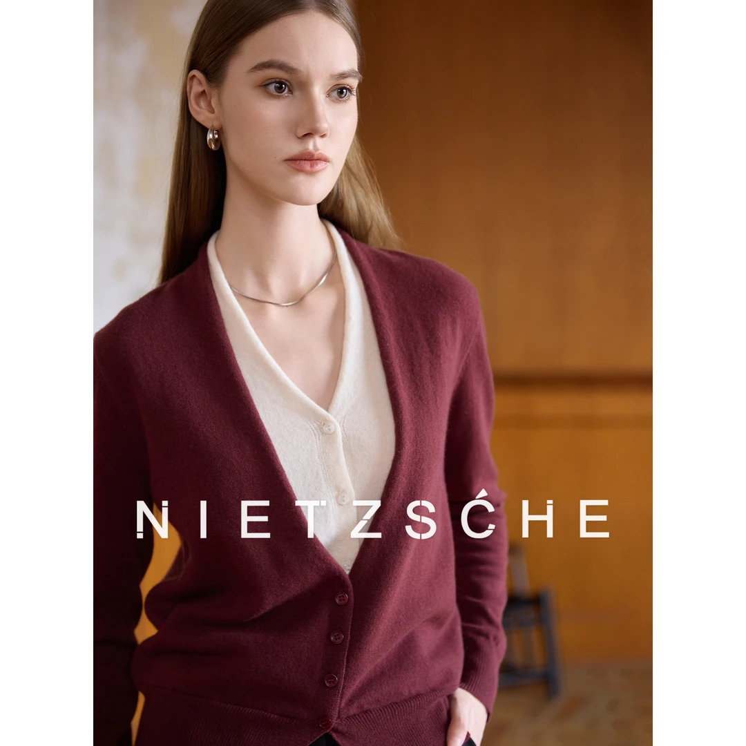 Nietzsche｜初代假两件｜1oo%澳羊毛 V领针织开衫 高级感毛衣25225