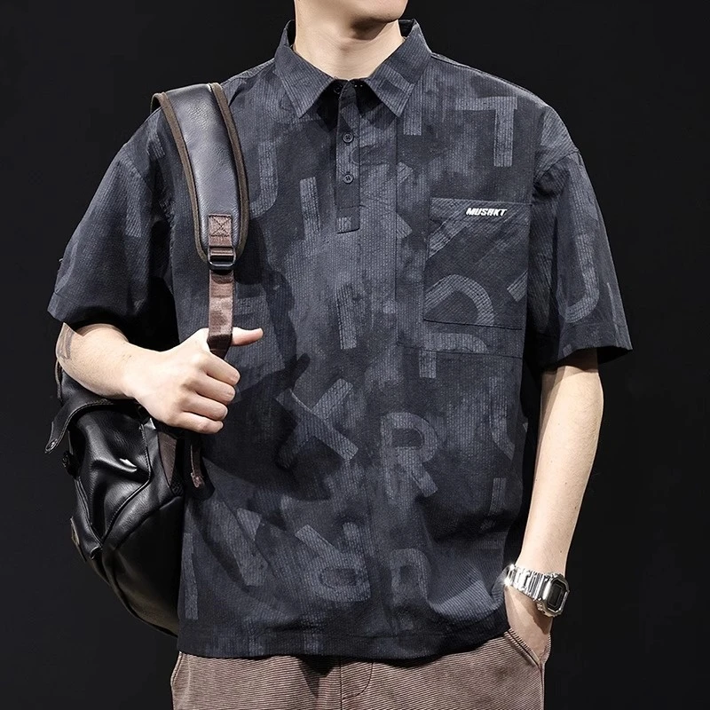 MR.MUDI/穆迪先生polo衫男运动休闲夏季半袖迷彩日系宽松潮流百搭
