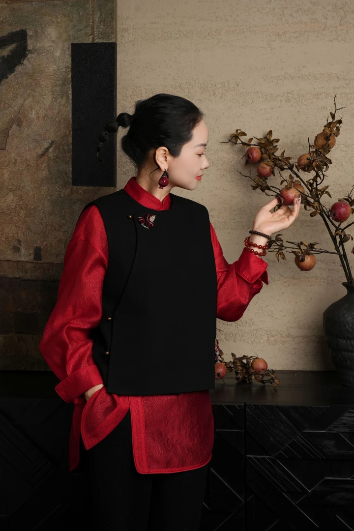 爱妃原创【新品】新中式马甲气质国风重手工宽松秋冬马夹87202