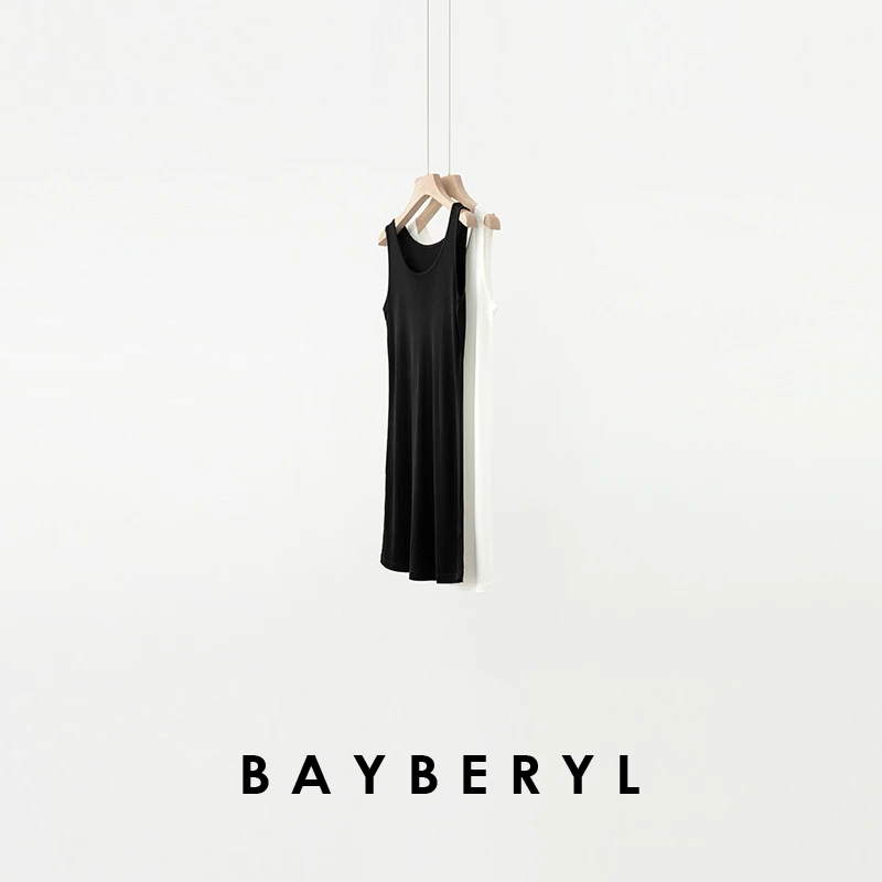 BAYBERYL老贝黑白打底真丝吊带垂滑百搭夏连衣裙DR5E0941-5/10