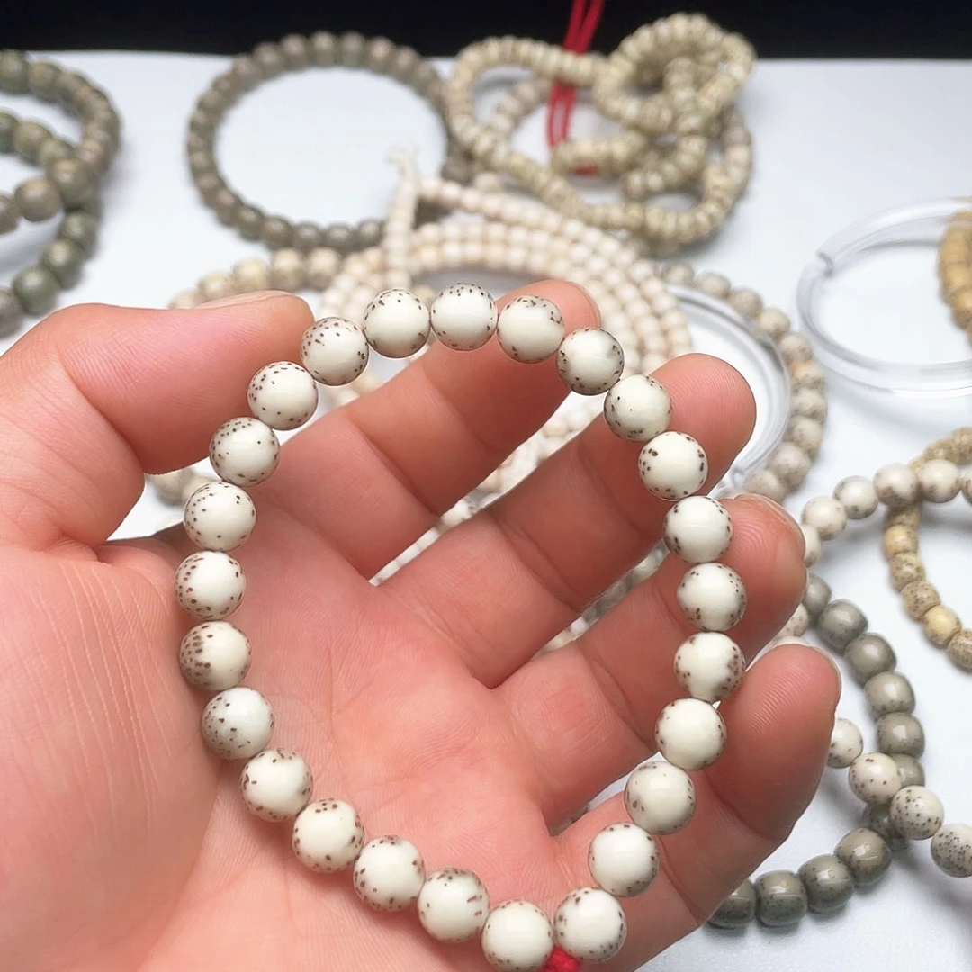 星月菩提手串同枝古瓷白9圆手持