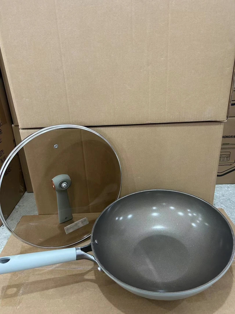 双面钛锅不粘锅家用炒菜锅平底不锈钢炒锅电磁炉煤气炉