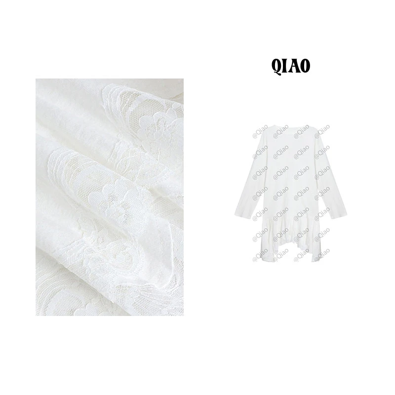 QXQT「翩翩缪斯」【店主自制】荞荞冬亲肤特材蕾丝花边不规则长袖上衣