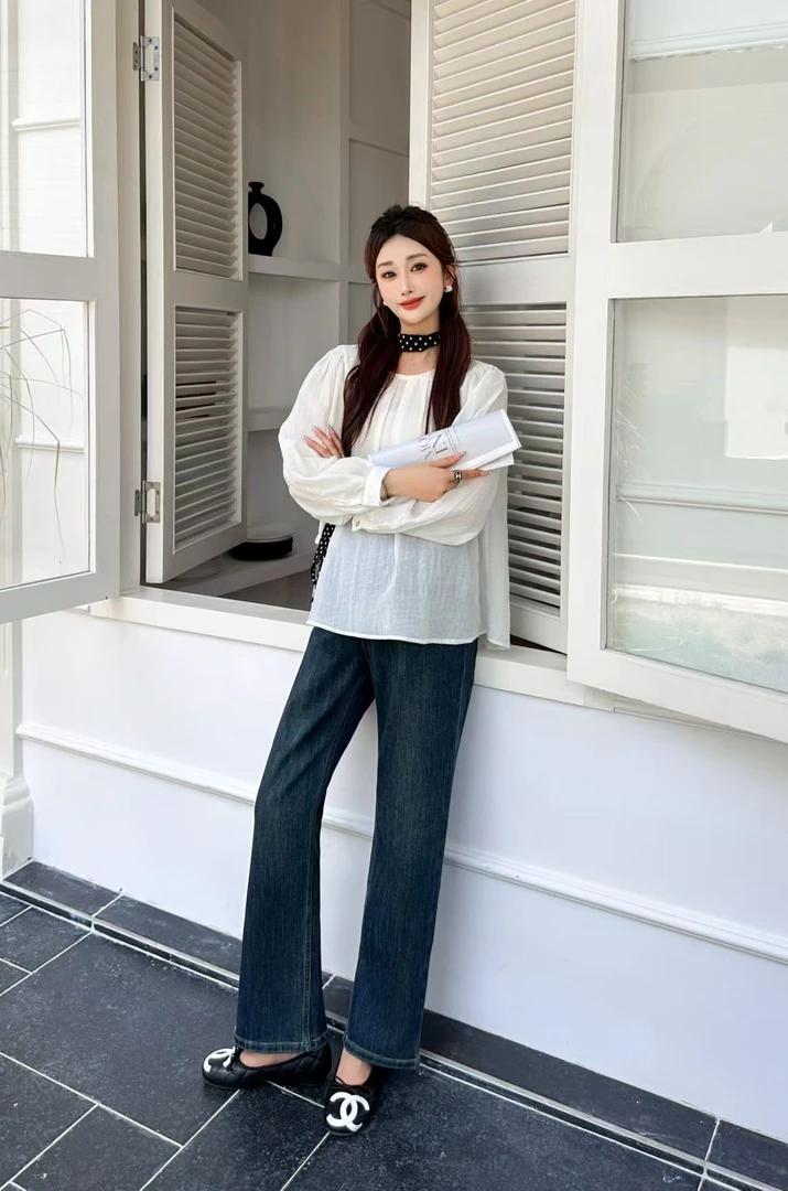 秋季新款孕妇牛仔法棍裤烟管显瘦牛仔裤