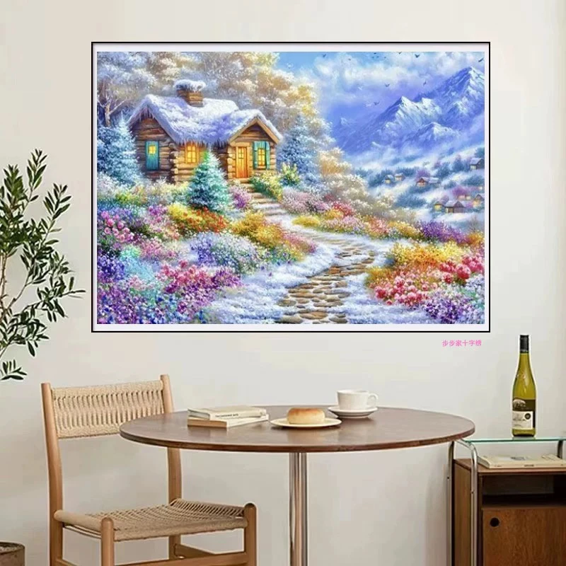 十字绣新款线绣冬来初雪治愈系风景餐厅客厅手工自己绣