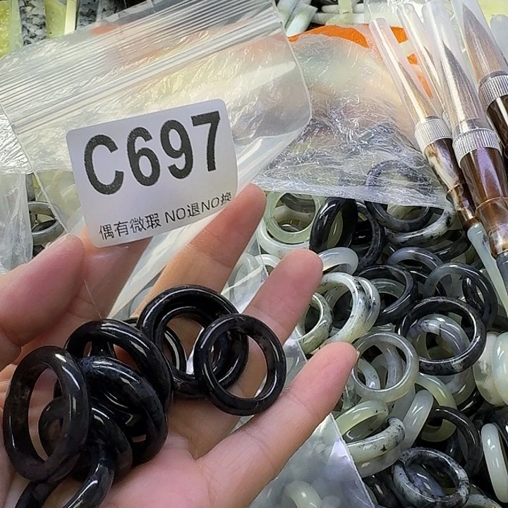 小***^蛇纹石玉合金发饰