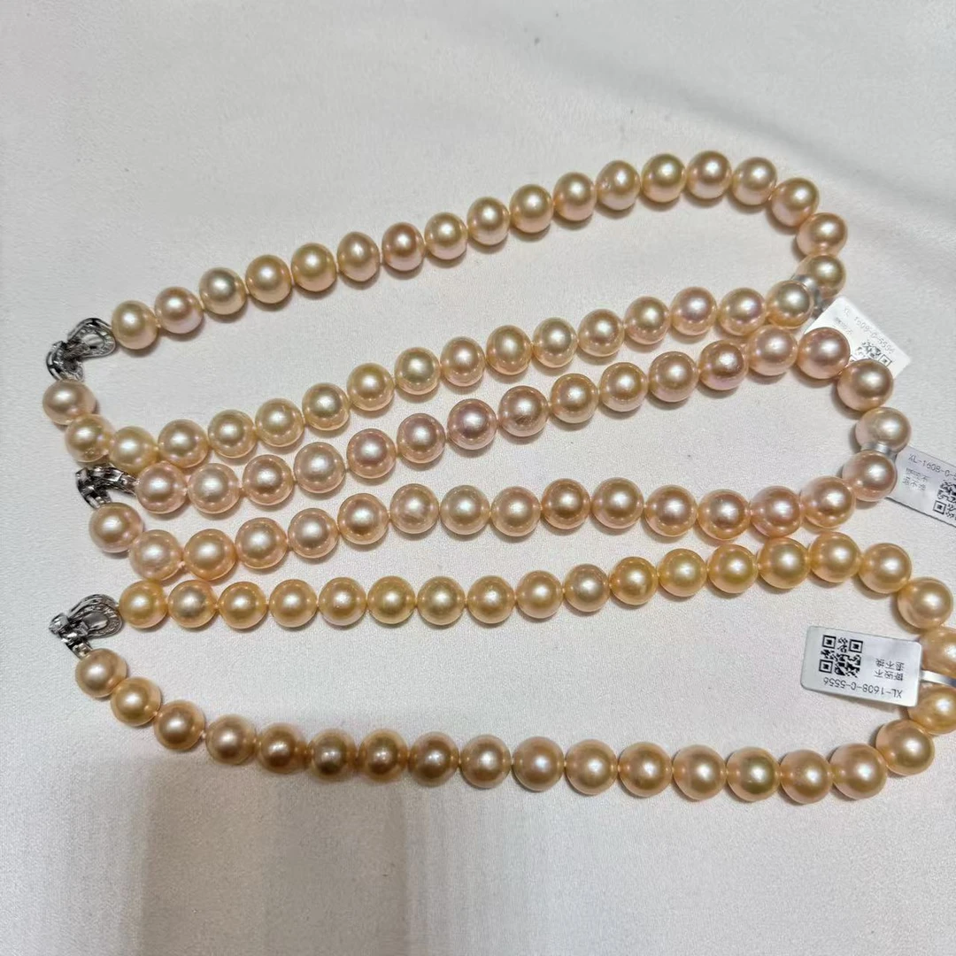 [十上珍珠]A015-淡水珍珠奶油金淡水珍珠项链9.5-12mm（多样性发一