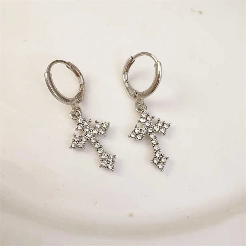 合金耳饰 41号银色十字架耳扣HP-07