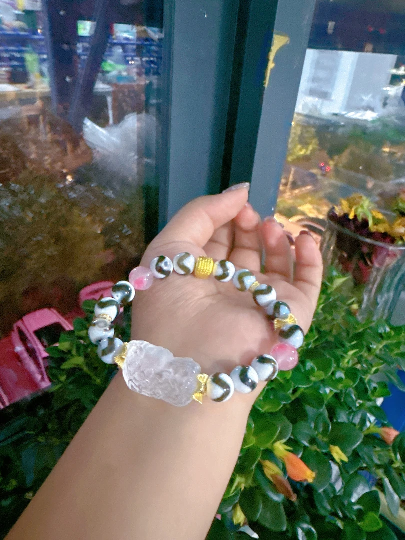 【莹莹专属】天然白水晶绿度母手串M4550