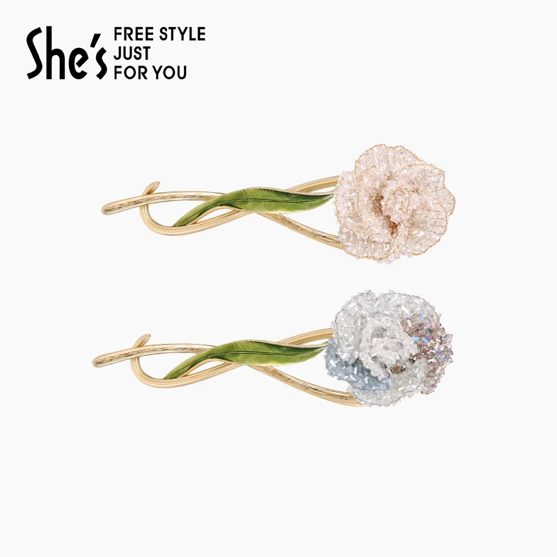 shes茜子春天的卡美伊原创手工编织花朵扭扭八字半发夹盘发夹发