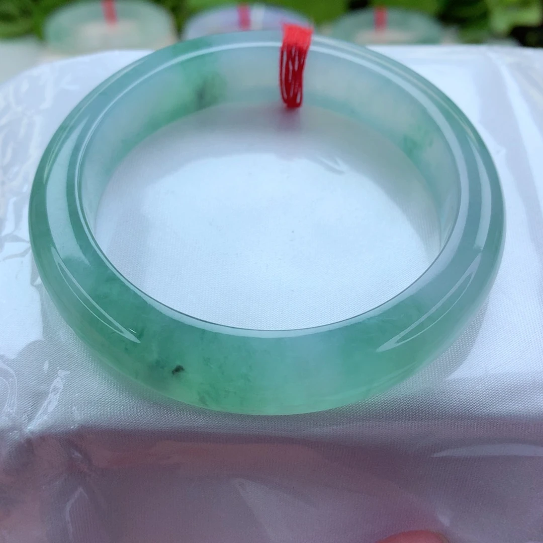 未镶嵌手镯翡翠55.6冰透碎花 起光 性价比高 喵喵