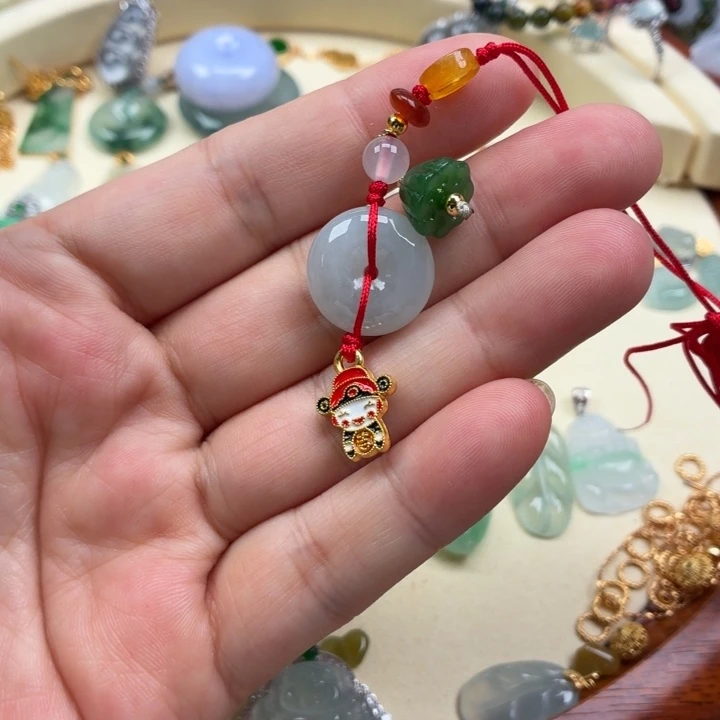 翡翠未镶嵌颈饰翡翠平安扣红绳