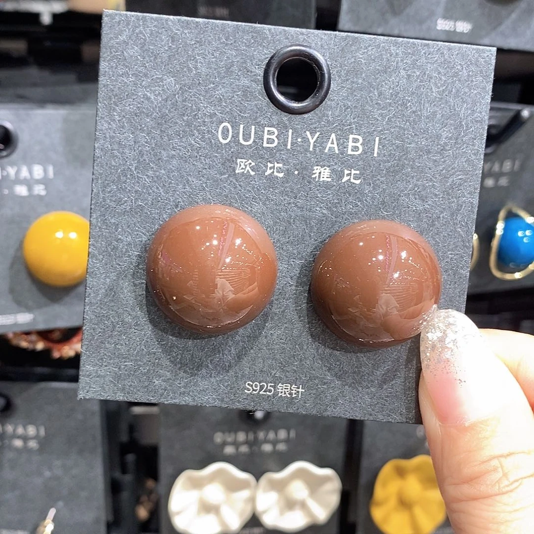 铜合金925银馒头珠咖色
