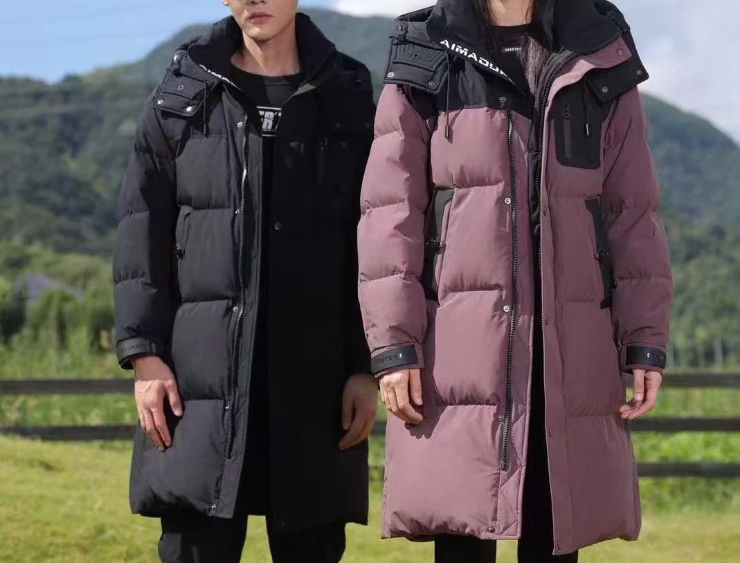 长款女连帽2025冬季防水男女休闲宽松羽绒保暖外套