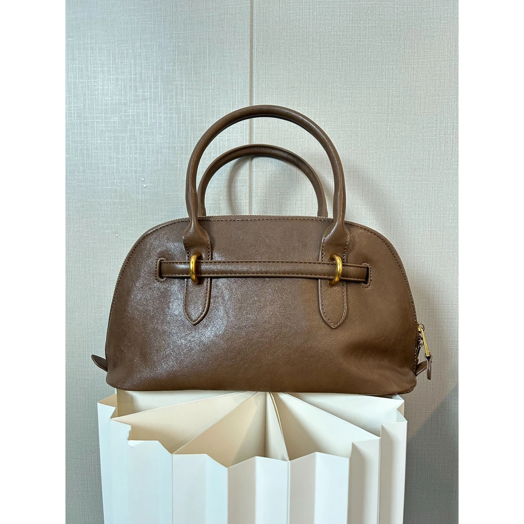 TOLEX2025新款手工时尚百搭女包贝壳手提棕色33cm