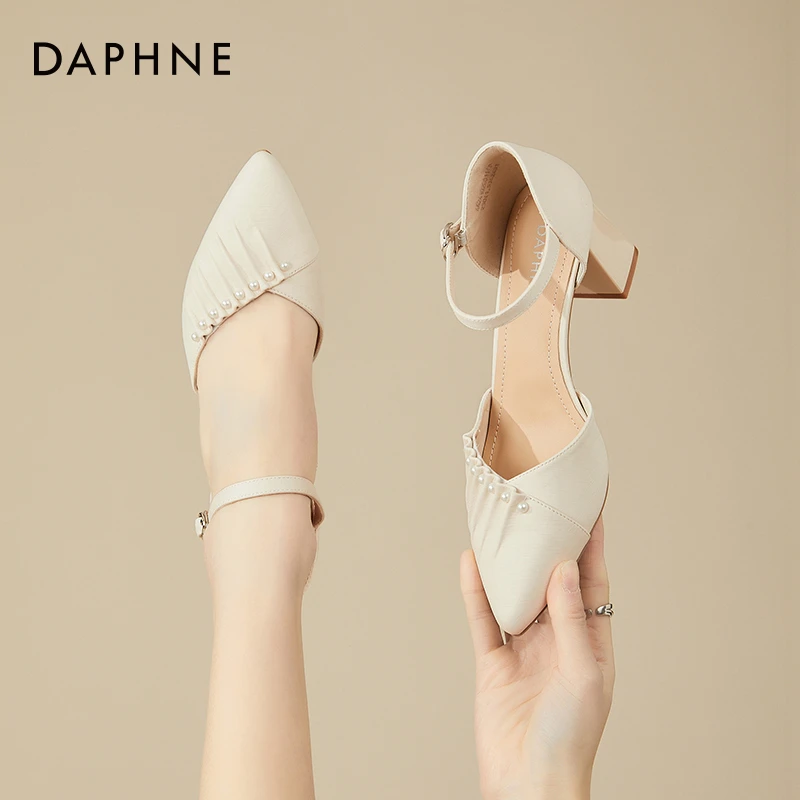 达芙妮包头凉鞋女款高跟鞋2025新款夏季时装配裙子的鞋子粗跟单鞋