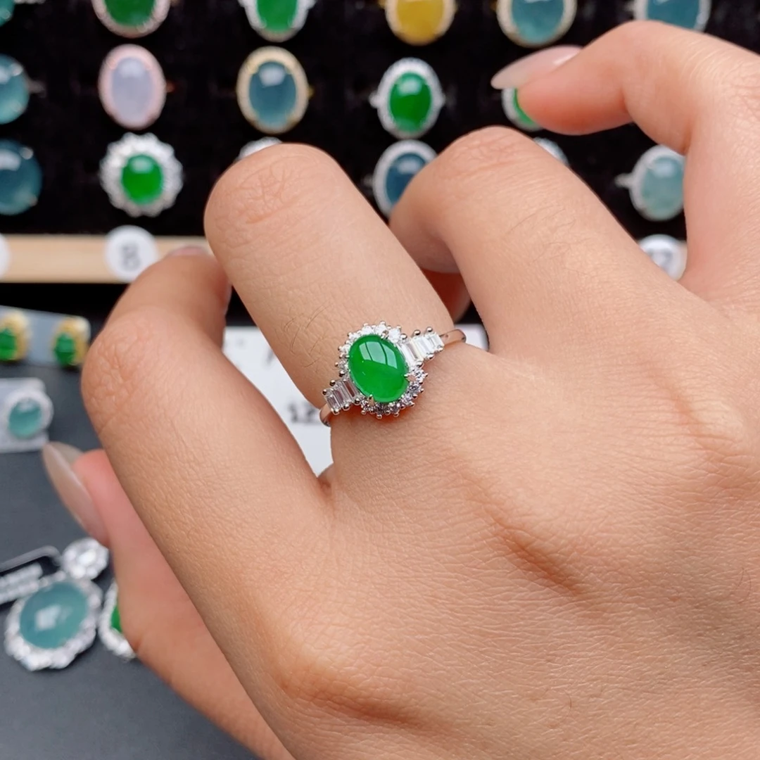 银S925镶嵌戒指翡翠