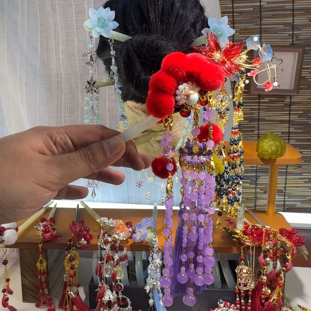 零***⁶蛇纹石玉合金发饰