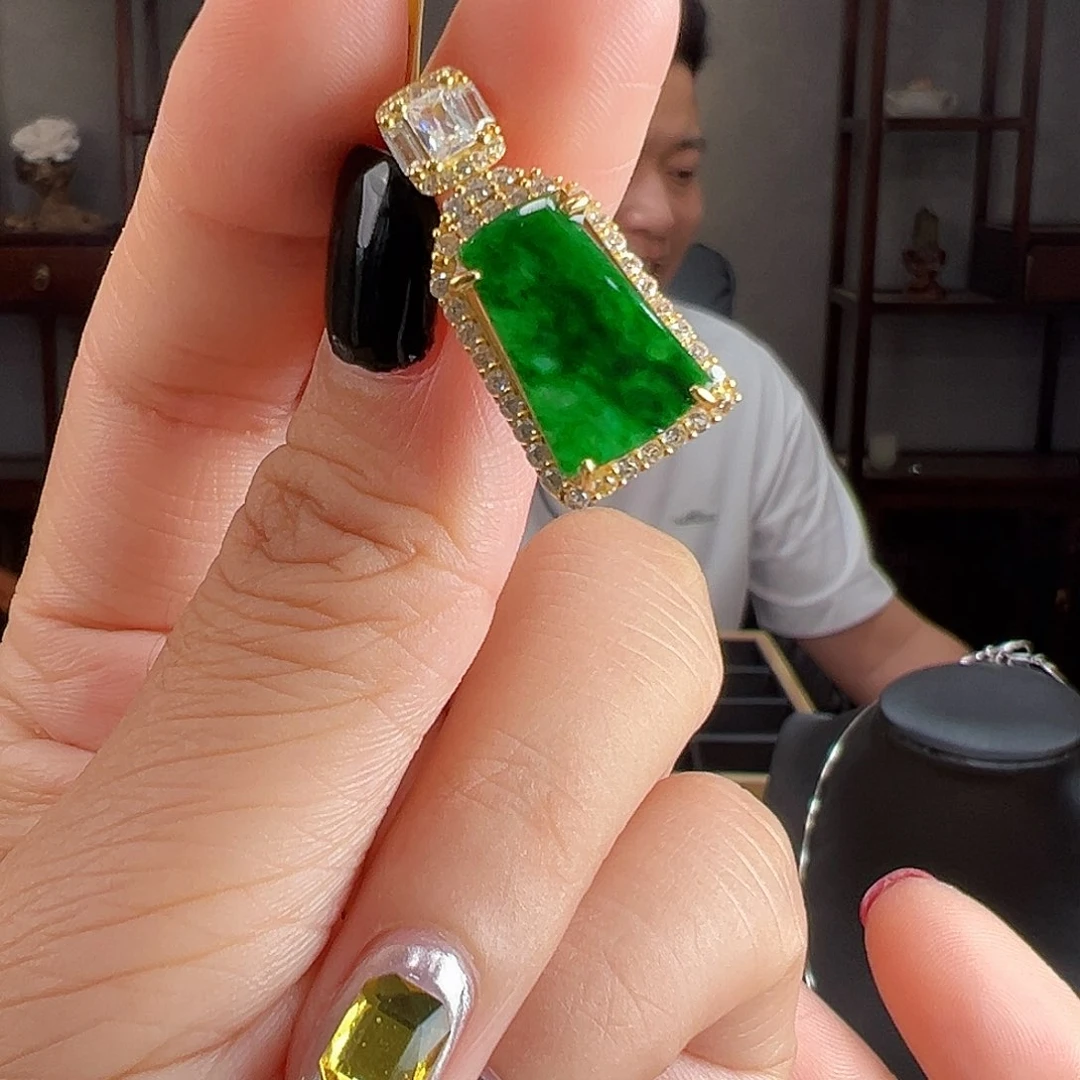 翡翠银S925镶嵌颈饰吊坠