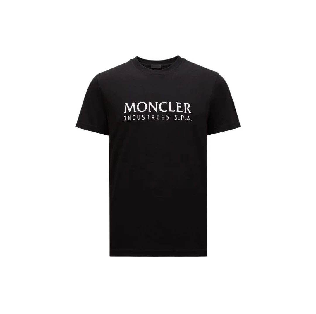 全新未使用 MONCLER 盟可睐蒙口时尚百搭印花圆领短袖T恤男士黑色