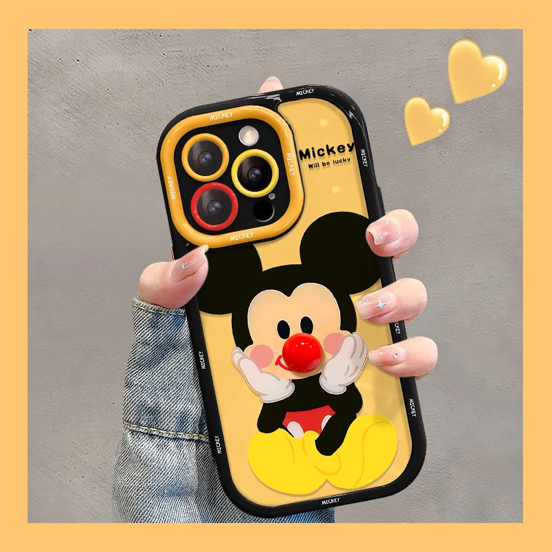 捧脸米奇适用苹果15华为vivo/oppo小米iPhone16pro防摔奶油手机壳