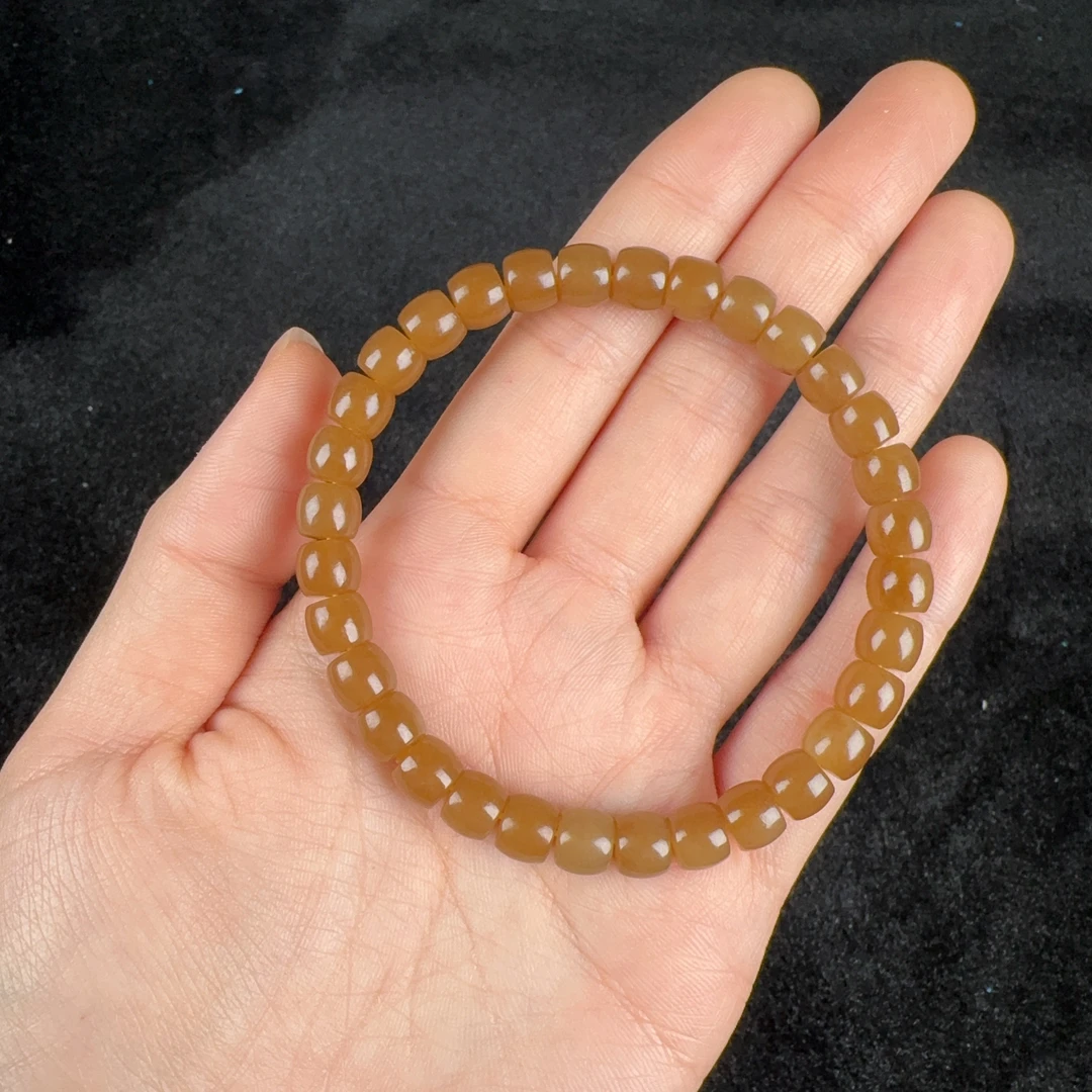 【麦子家族618大促】天然和田玉糖玉直切手串6-7多样性发1ESC729