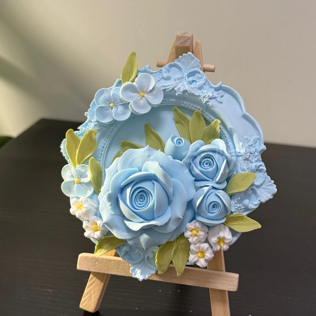 石膏底纯手工黏土裱花冰箱贴（不含支架）