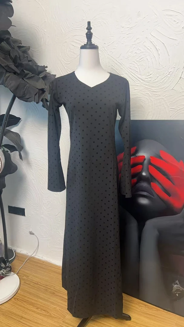 立领长袖长裙中腰秋季森系连衣裙礼服旗袍秋冬黑色轻奢