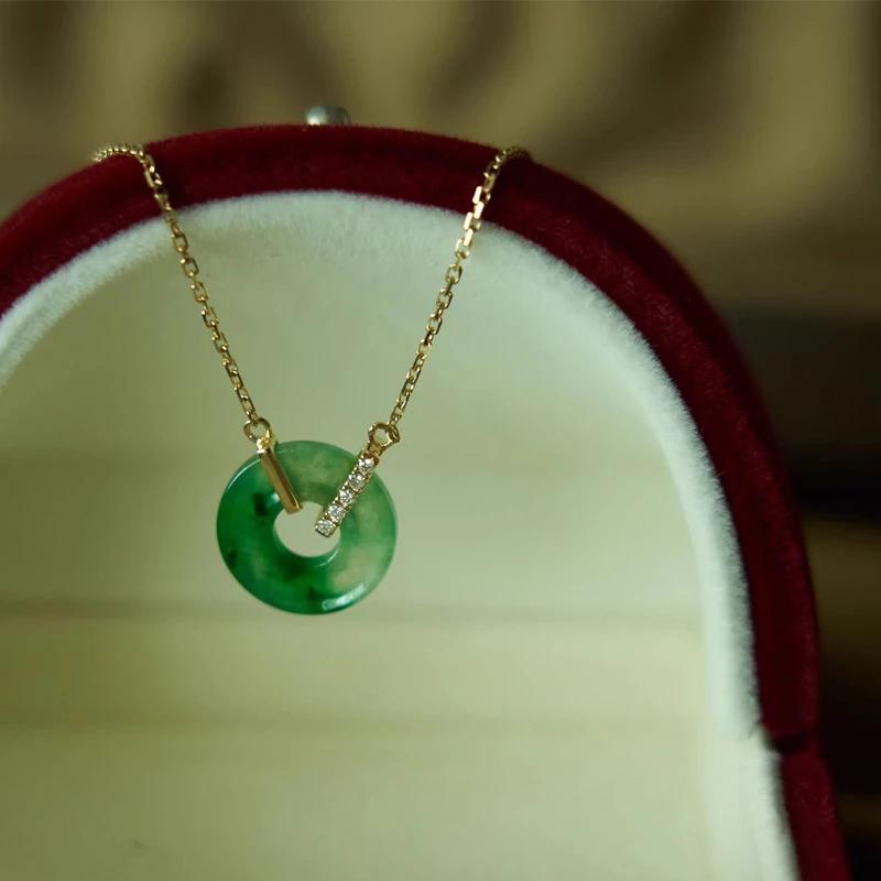 diy镀18k色穿平安扣扣头挂绳吊坠百搭款甜甜圈空托万能链项链配件