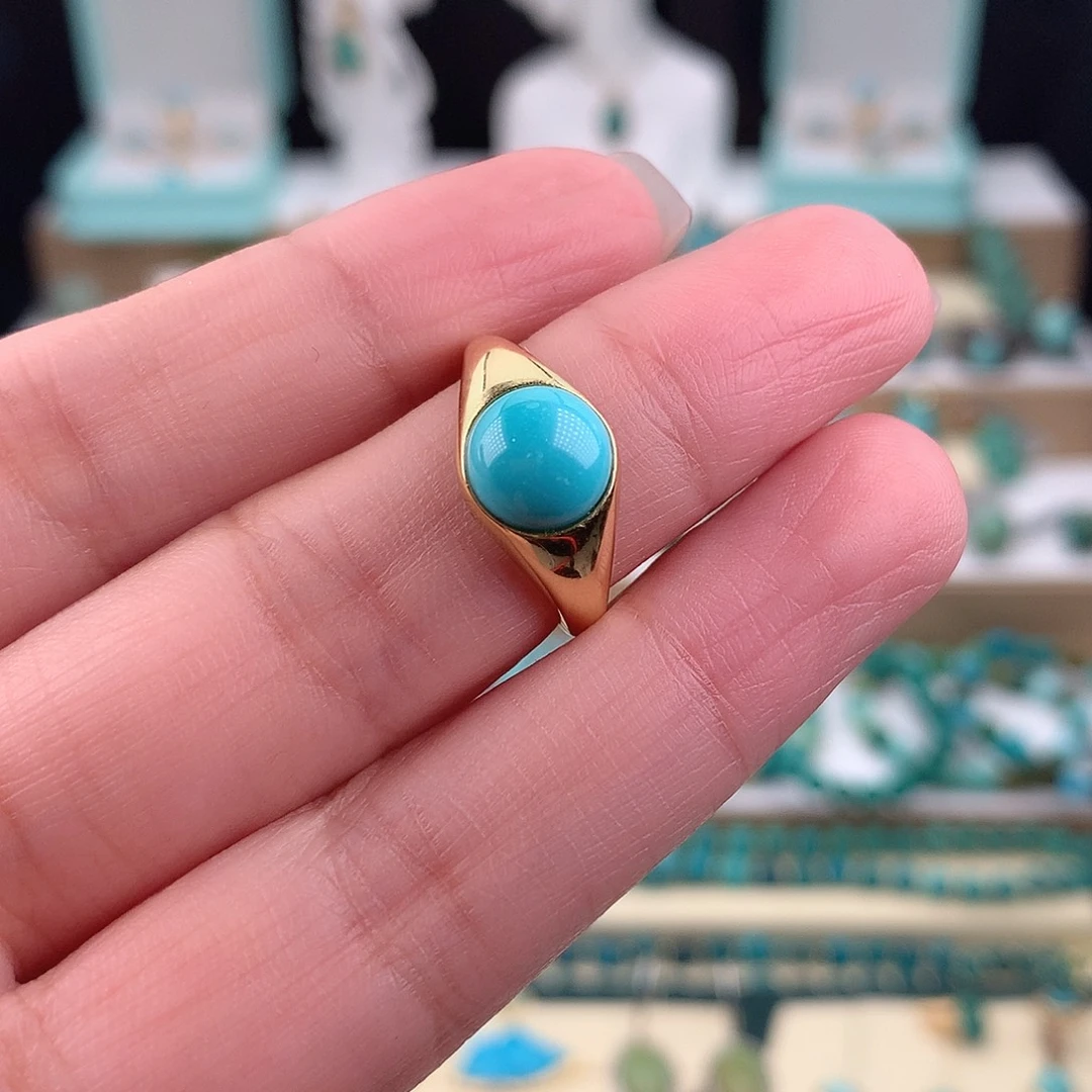 绿松石银S925镶嵌戒指