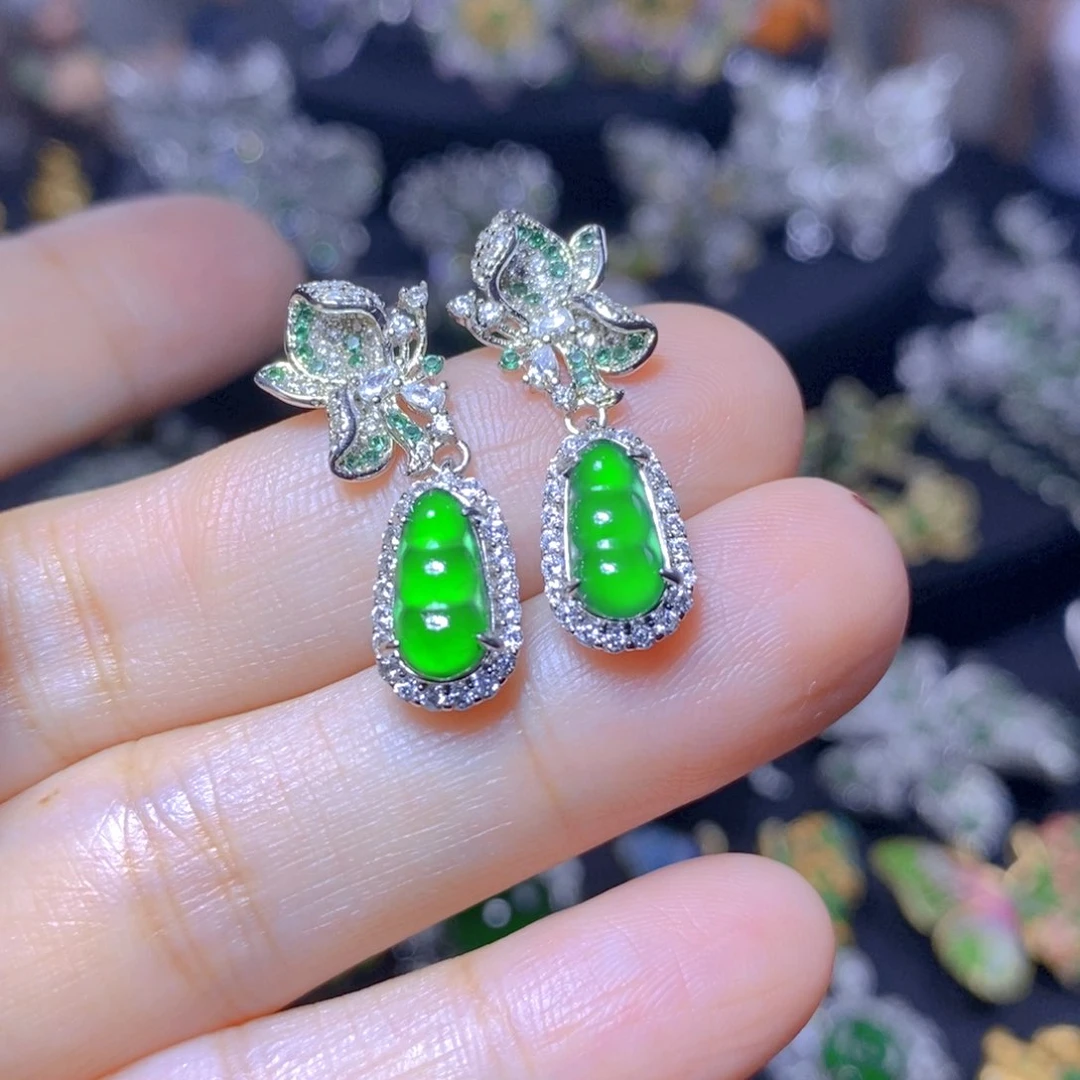翡翠银S925镶嵌吊坠(不含链)天然翡翠