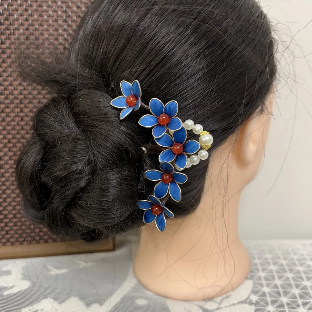 非遗蚕丝绒花纯手工制作千金风发簪国风头饰簪子古风复古发夹边夹