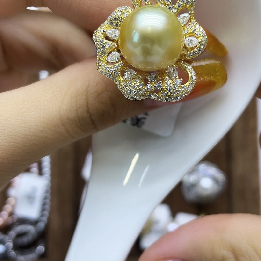 银S925镶嵌海水珍珠戒指