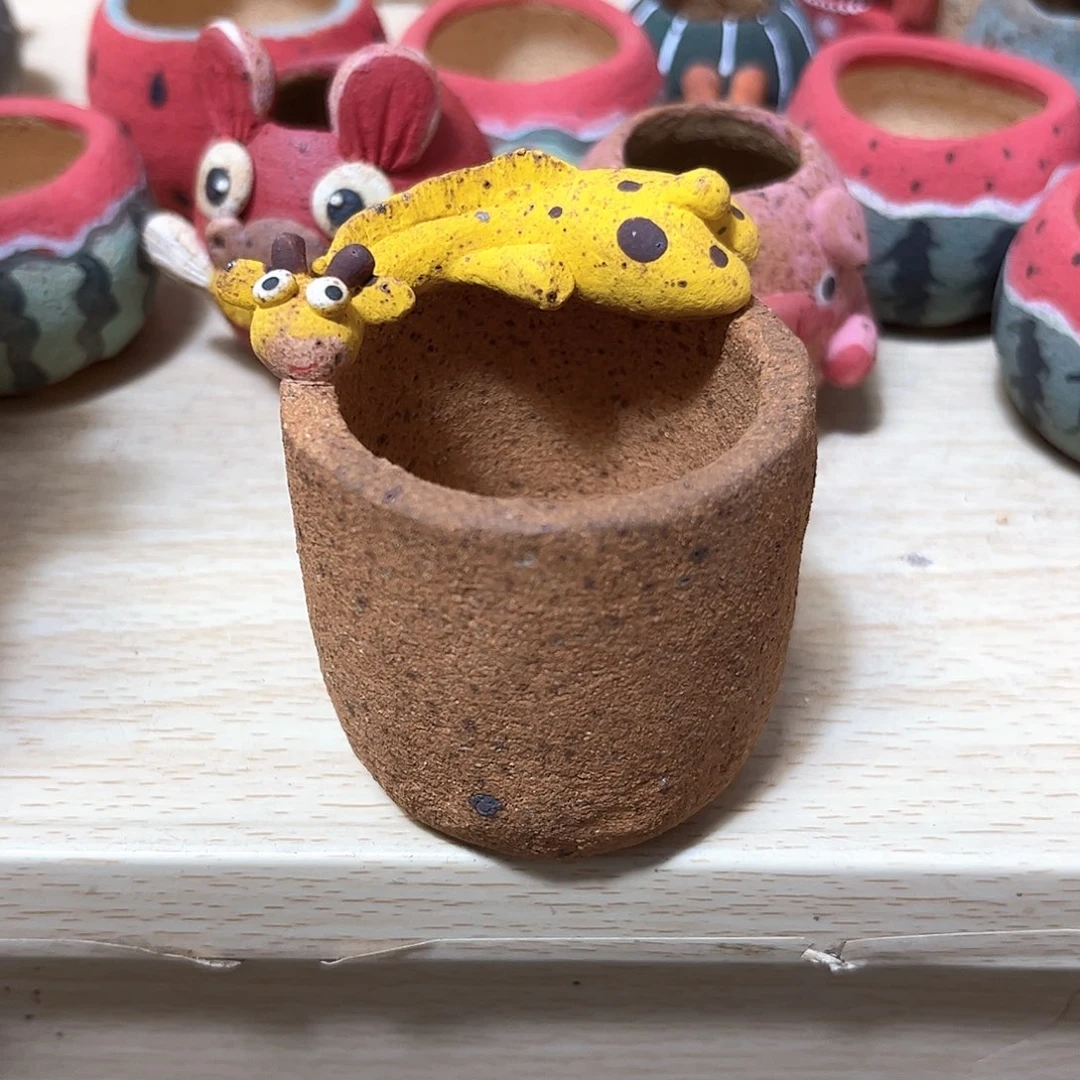 泥塑古镇炻陶花盆