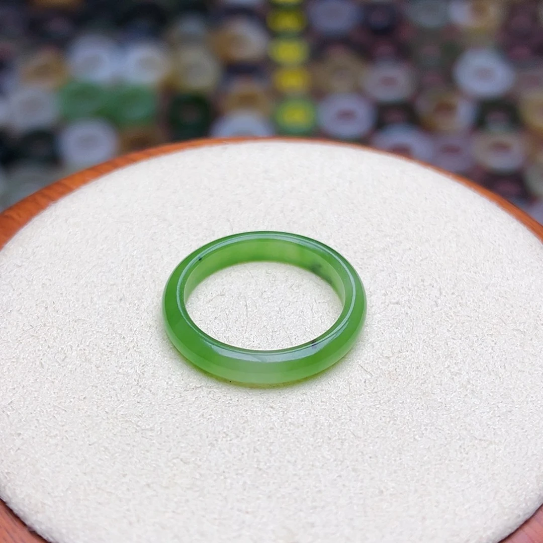 和田玉戒指未镶嵌19.2内径阳绿