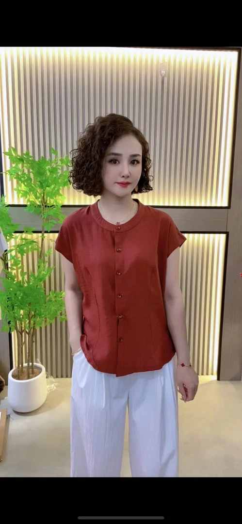 圆领薄款常规款纯色中老年女装百搭女装显瘦