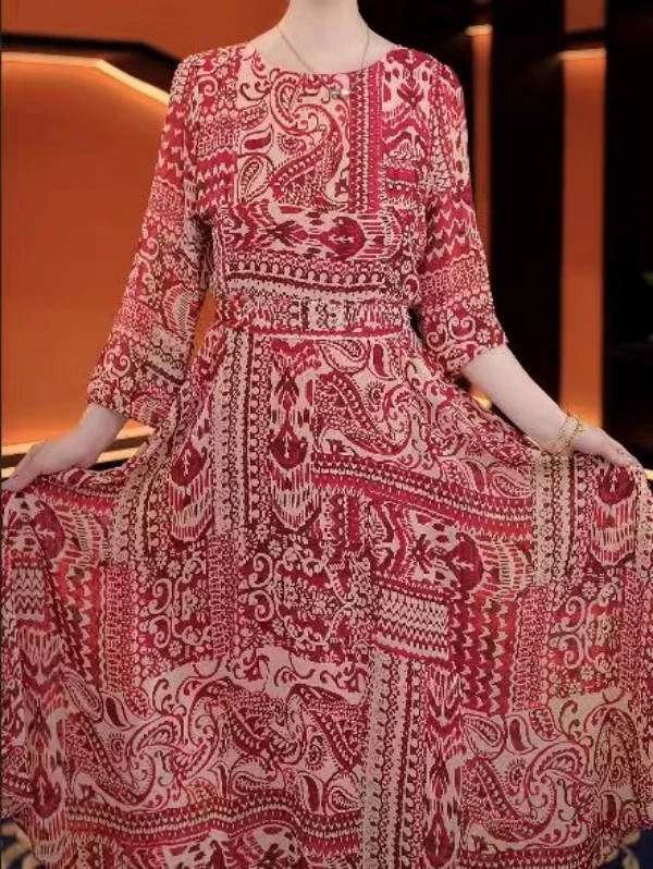 【送腰带】022时尚高档连衣裙2025夏季宽松腰显瘦气质长裙女