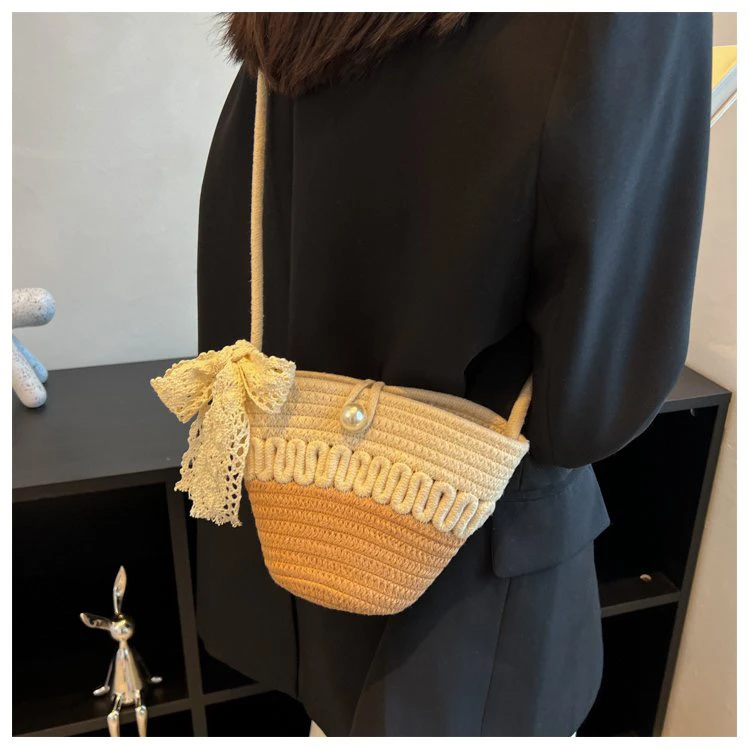 文艺小包包女草编包沙滩编织包女包斜挎小包海边草包2025新款森系