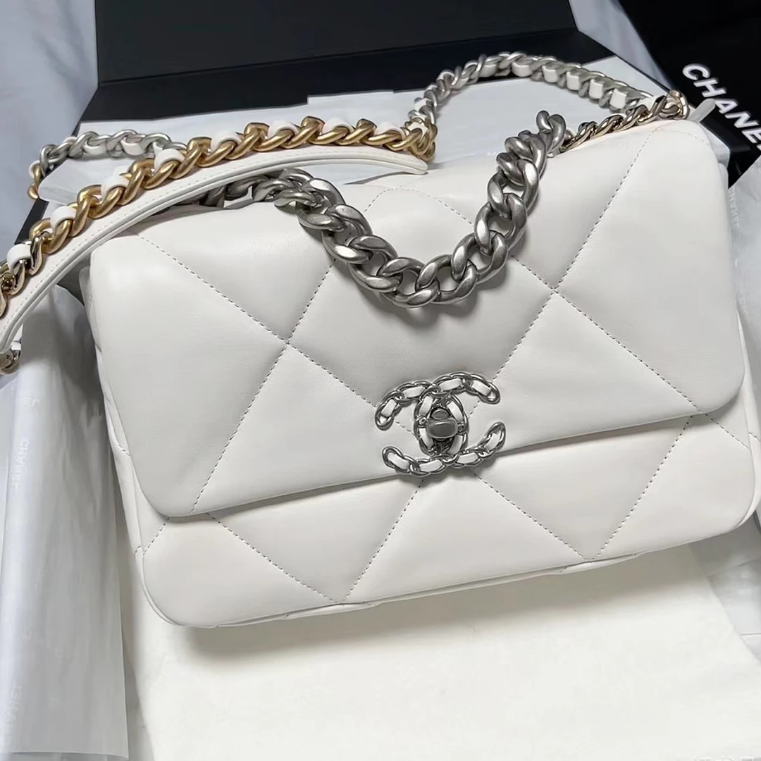 99新 Chanel/香奈儿 艾瑟尔奢品/22s白银19bag单肩包/芯片xk65