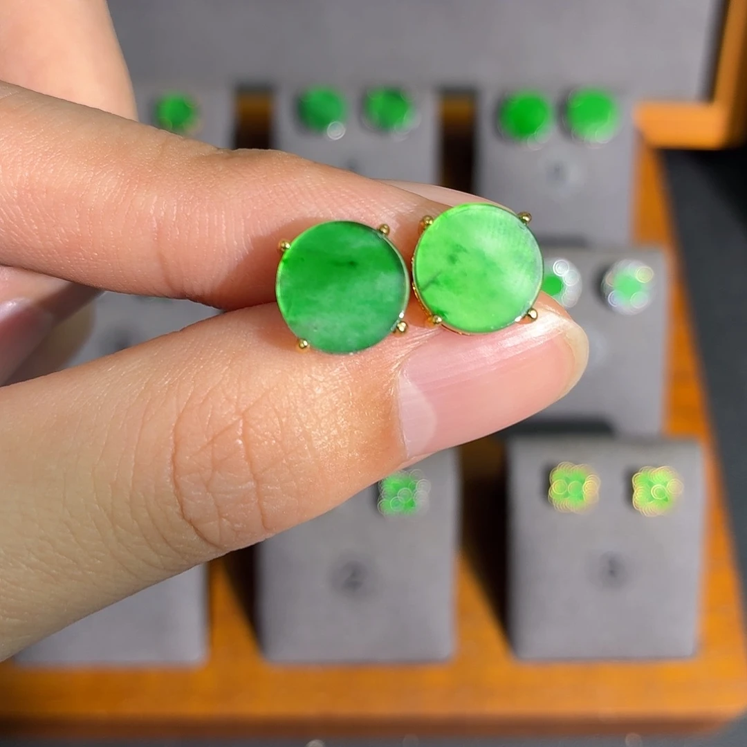 翡翠银S925镶嵌耳饰耳饰