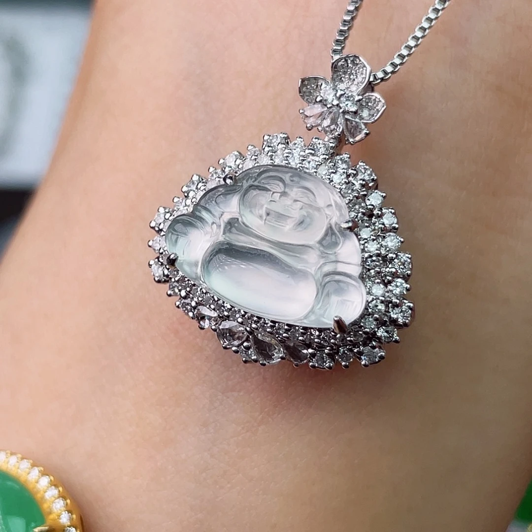 翡翠18K金镶嵌吊坠(不含链)