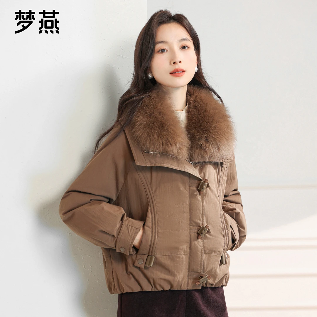 梦燕秋冬女款加绒加厚狐狸毛领保暖休闲时尚派克羽绒服CY13B5009